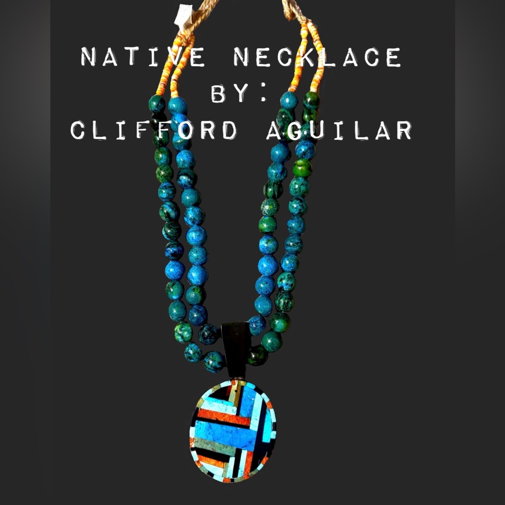 Native inlay Necklace by Clifford Aguilar